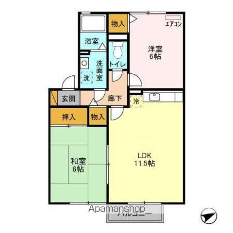 ヴェルドミール弐番館(2LDK/2階)の間取り写真