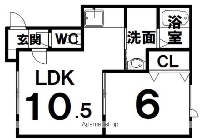 ベルエットRTS(1LDK/2階)の間取り写真