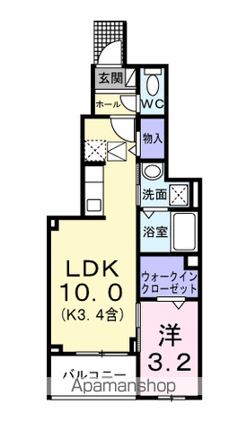 ハイライト(1LDK/1階)の間取り写真
