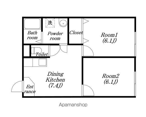 クレストコートNAGATA(2DK/1階)の間取り写真