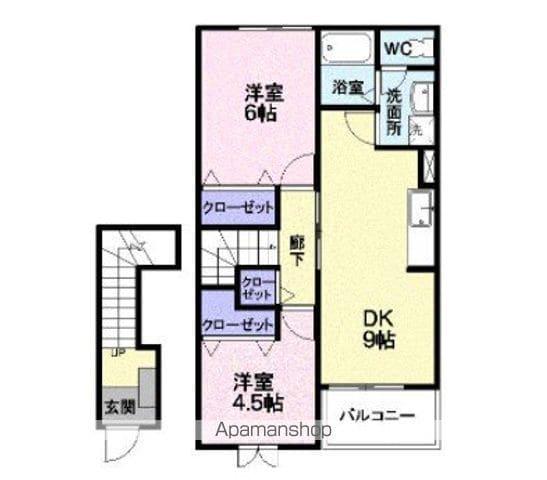 プラシード(2DK/2階)の間取り写真