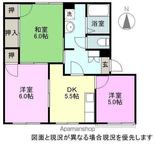 タウニー丘(3DK/1階)の間取り写真