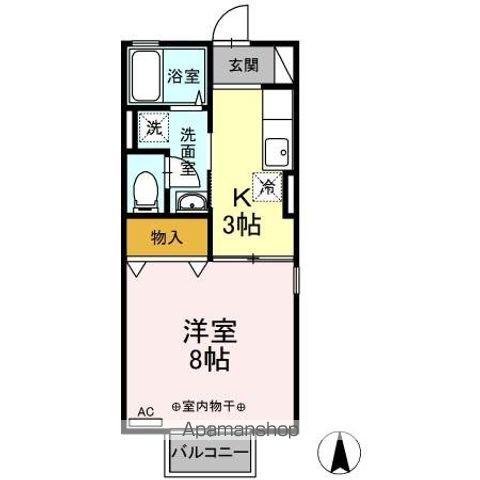 原女鳥羽ハイツB(1K/2階)の間取り写真