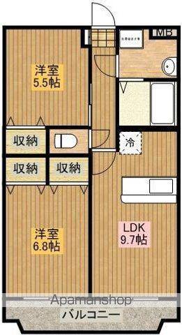 ヴィヴァン大橋(2LDK/2階)の間取り写真