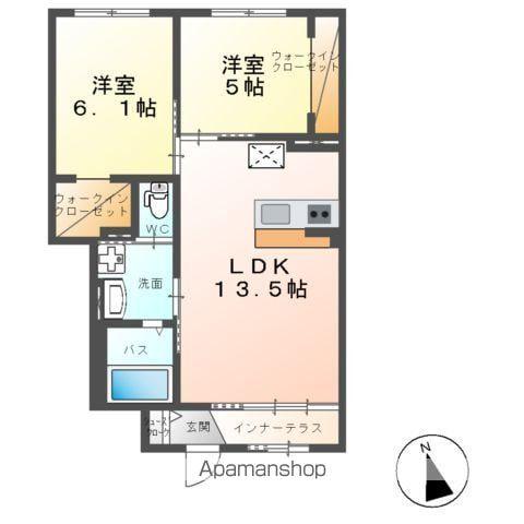 ヴェルシスⅠ(2LDK/1階)の間取り写真