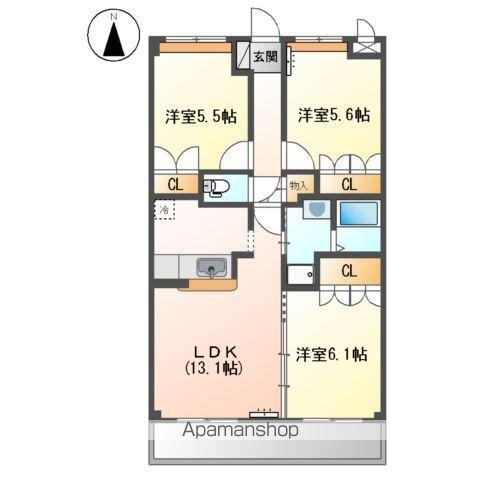 ディアベルジュ(3LDK/2階)の間取り写真
