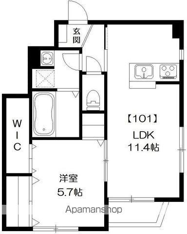 オーヴ流山(1LDK/1階)の間取り写真