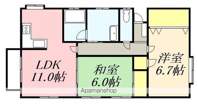 新川町17番一棟二戸(2LDK/3階)の間取り写真