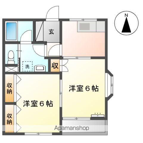 サンタプレイス吉田(2K/2階)の間取り写真
