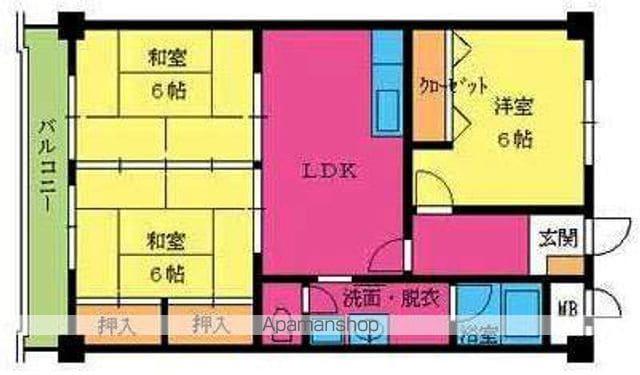 アーバンハイツ四王寺(2LDK/3階)の間取り写真