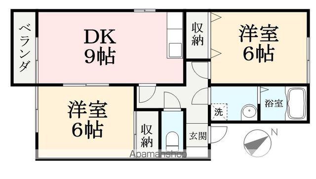 ルミナス・ヒルズA棟(2DK/2階)の間取り写真