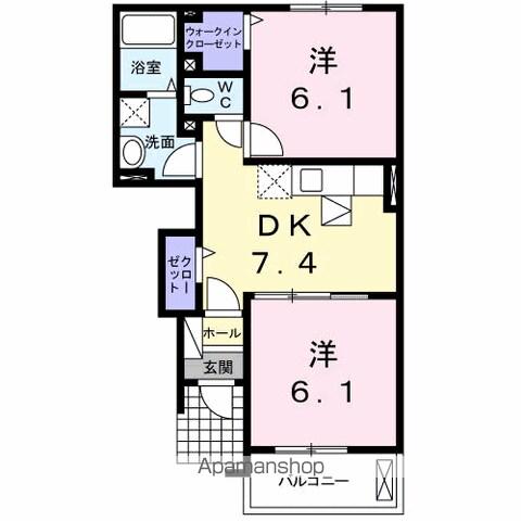 プリザーブ(2DK/1階)の間取り写真