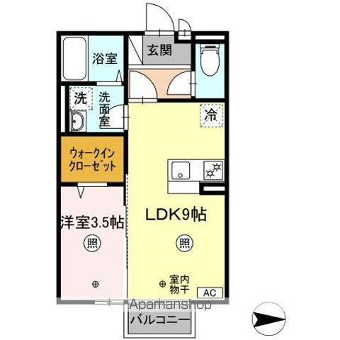 カーサ・リリーA(1LDK/2階)の間取り写真