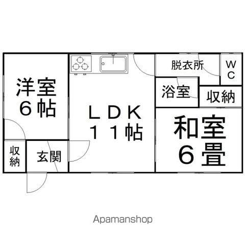 高橋2戸 左側(2LDK)の間取り写真