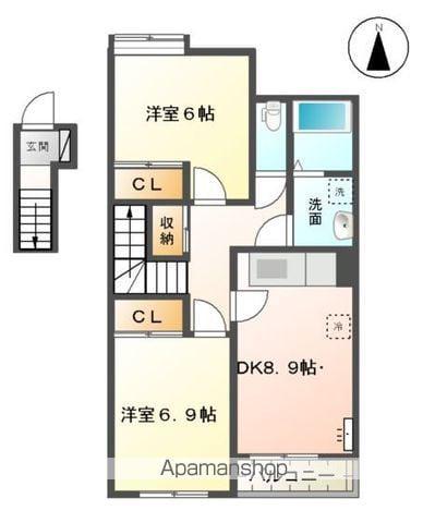 FELICIA壱番館(2DK/2階)の間取り写真