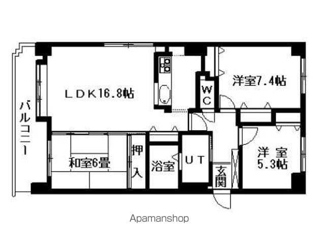 オリエンタルコート大友(3LDK/5階)の間取り写真