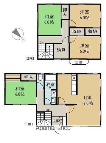山陽本線 西広島駅 徒歩14分 2階建 築44年(4LDK)の間取り写真