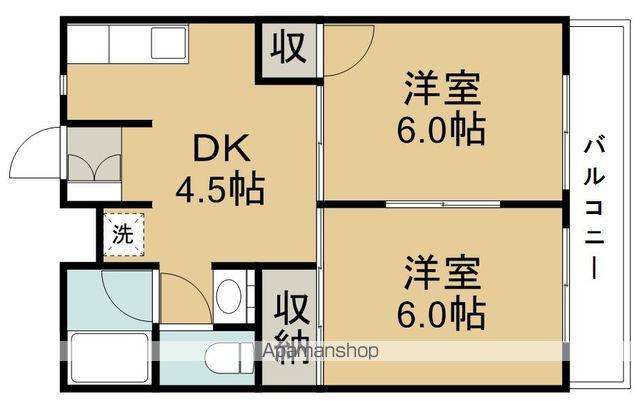 ファミール木ノ下(2DK/2階)の間取り写真