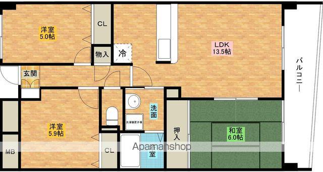 アーバン西取石(3LDK/3階)の間取り写真