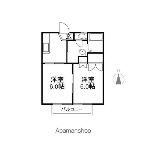 ハイネ城北(2K/1階)の間取り写真