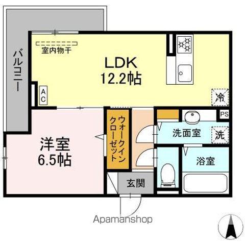 THREE(1LDK/2階)の間取り写真