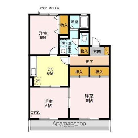 グリンヒル(3DK/1階)の間取り写真