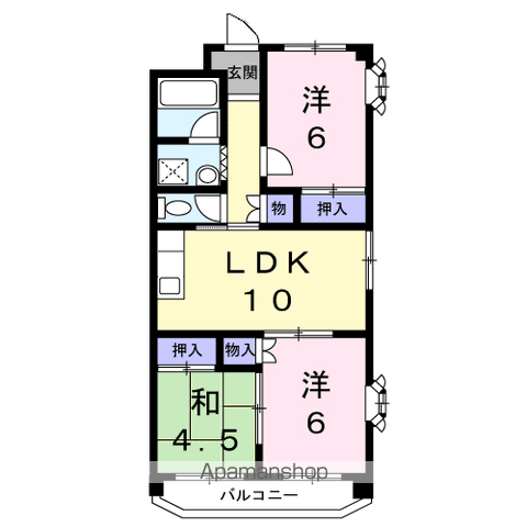 第二グリーンマンション服部(3LDK/2階)の間取り写真