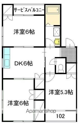 サマックス本郷 B棟(3DK/1階)の間取り写真