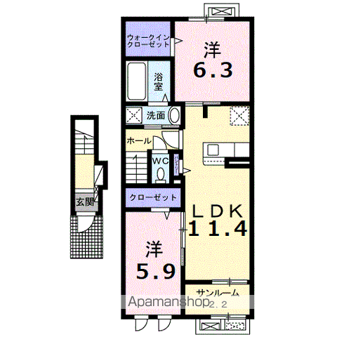 ジュリピコ(2LDK/2階)の間取り写真