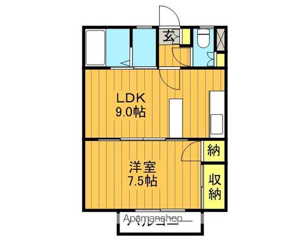 五百淵グリーンガーデンA棟(1LDK/2階)の間取り写真