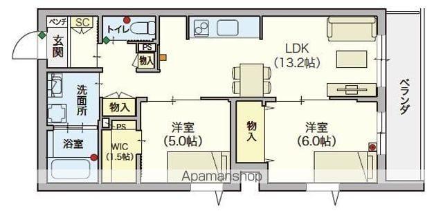 オカバ練馬平和台ヘーベルVILLAGE(2LDK/3階)の間取り写真