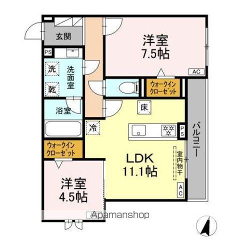 アメニティコート(2LDK/1階)の間取り写真