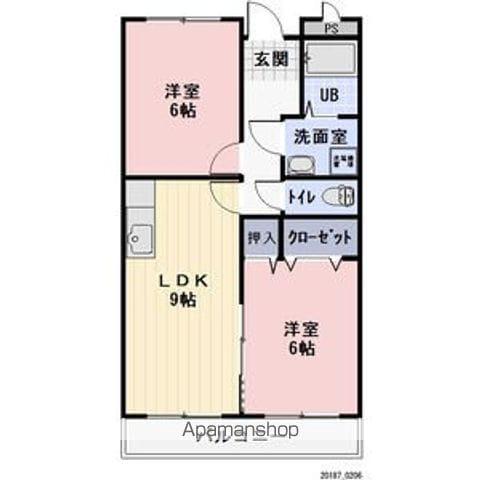 LIMPIAコーポ・ウエスト(2LDK/3階)の間取り写真