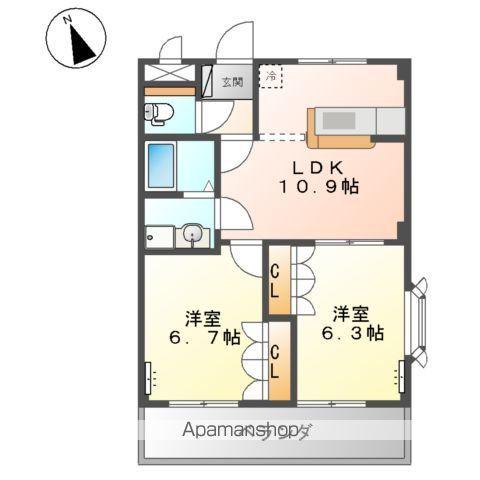 ルーエンビレッジB(2LDK/2階)の間取り写真