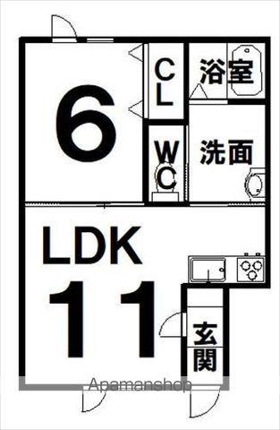 プードリエボアⅦ(1LDK/2階)の間取り写真