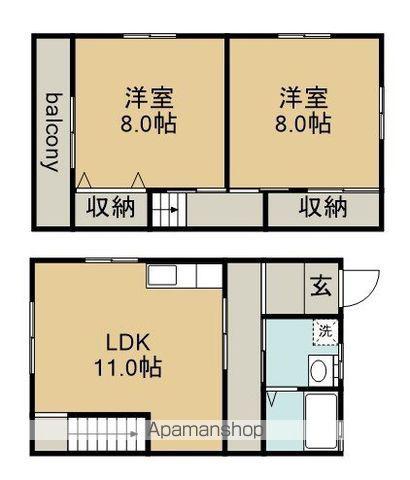 名鉄尾西線 開明駅 徒歩34分 2階建 築26年(2LDK)の間取り写真