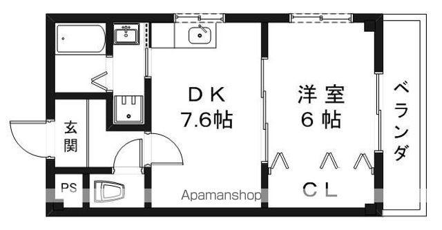 ミレニアム2000(1DK/3階)の間取り写真