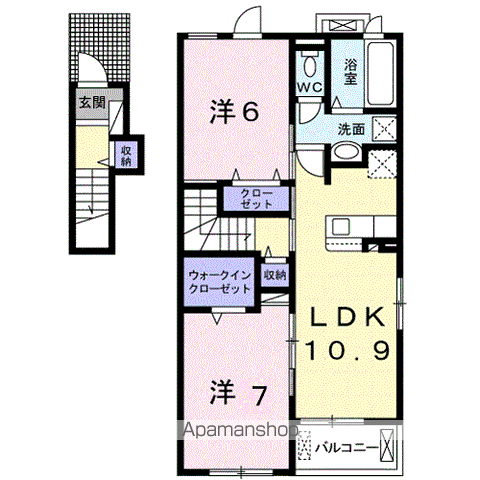 メルヴェイユ Ⅰ(2LDK/2階)の間取り写真