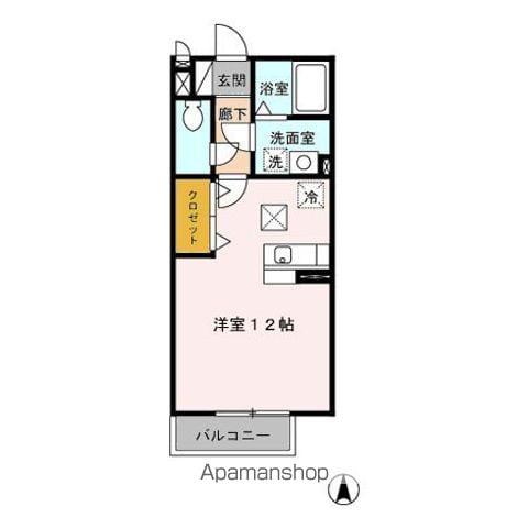 セジュールモナリエ笙(ワンルーム/1階)の間取り写真