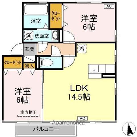 フロール A(2LDK/2階)の間取り写真