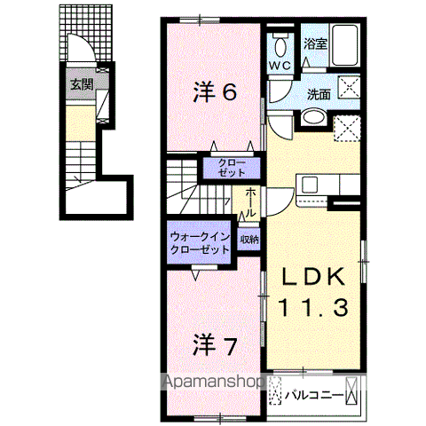 アヴェニールNISHIKI Ⅱ(2LDK/2階)の間取り写真