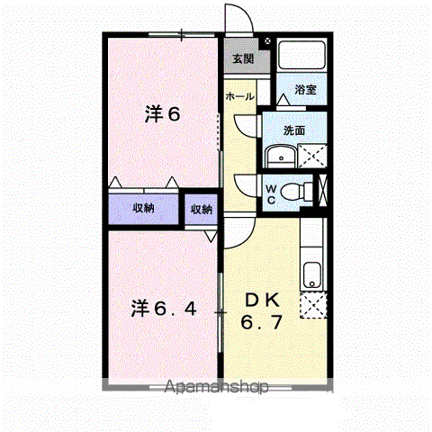 ジュネス ドミール(2DK/1階)の間取り写真
