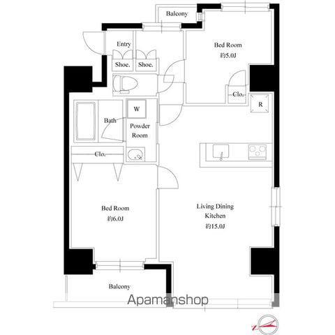 アズールコート町屋パサージュ(2LDK/7階)の間取り写真