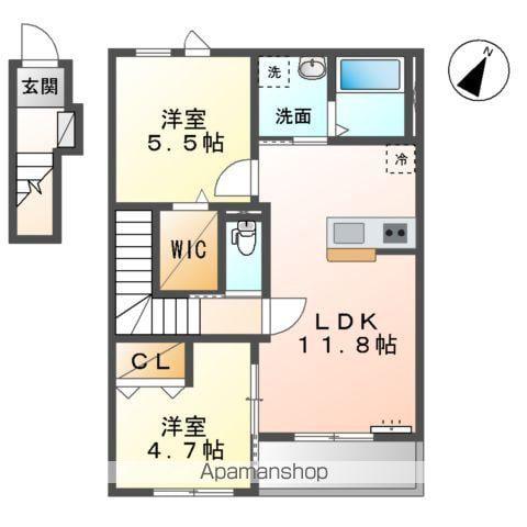 チャコールⅡ番館(2LDK/2階)の間取り写真