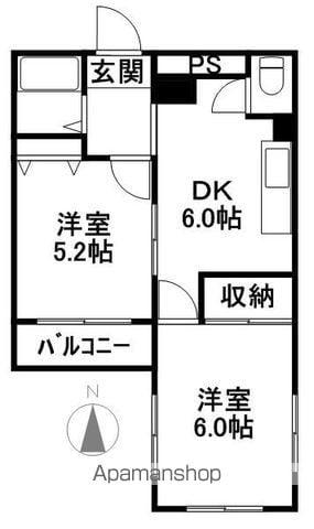 ヴィラ五番街(1LDK/4階)の間取り写真