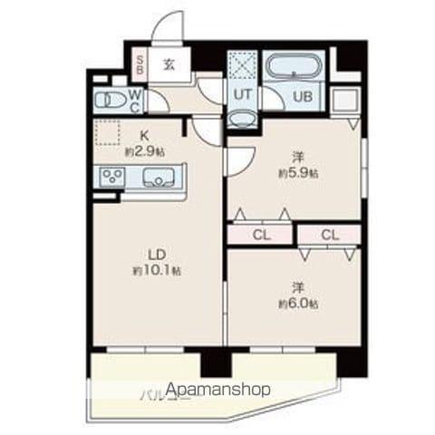 ソールタワー近代美術館(2LDK/8階)の間取り写真