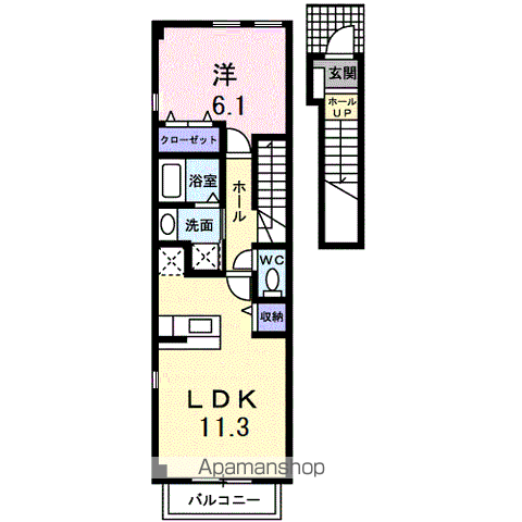 アルカンシェルⅡ(1LDK/2階)の間取り写真