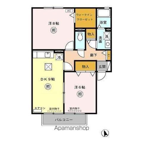 グランディア(2DK/1階)の間取り写真