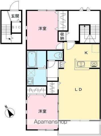 NOVガーデンハウス谷田部 FG棟(2LDK/2階)の間取り写真