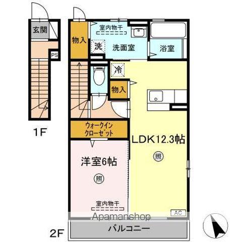 アイリス八乙女(1LDK/2階)の間取り写真